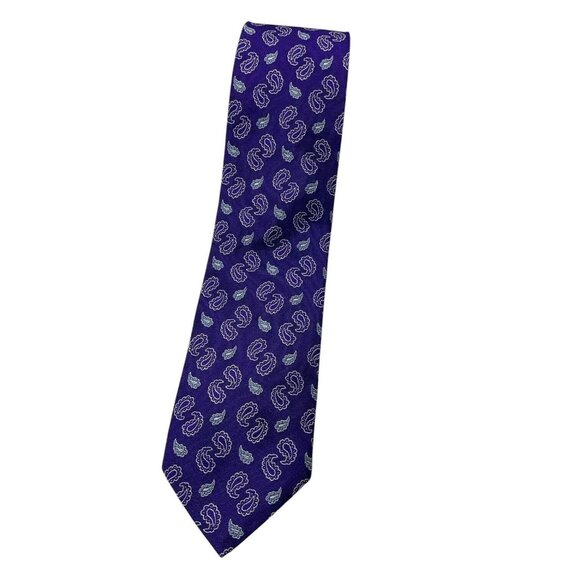 BROOKS BROTHERS Men's 100% Silk Necktie DESIGNER Tie Purple Paisley W:3.4" EUC